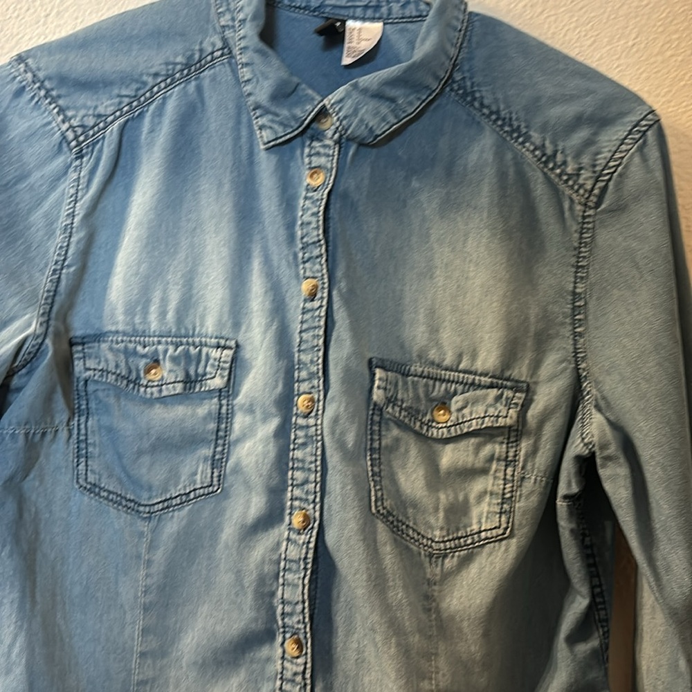 Divided Chambray Button Down Size 12 - image 2